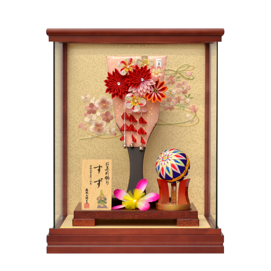 姫羽子板ケース 赤菊